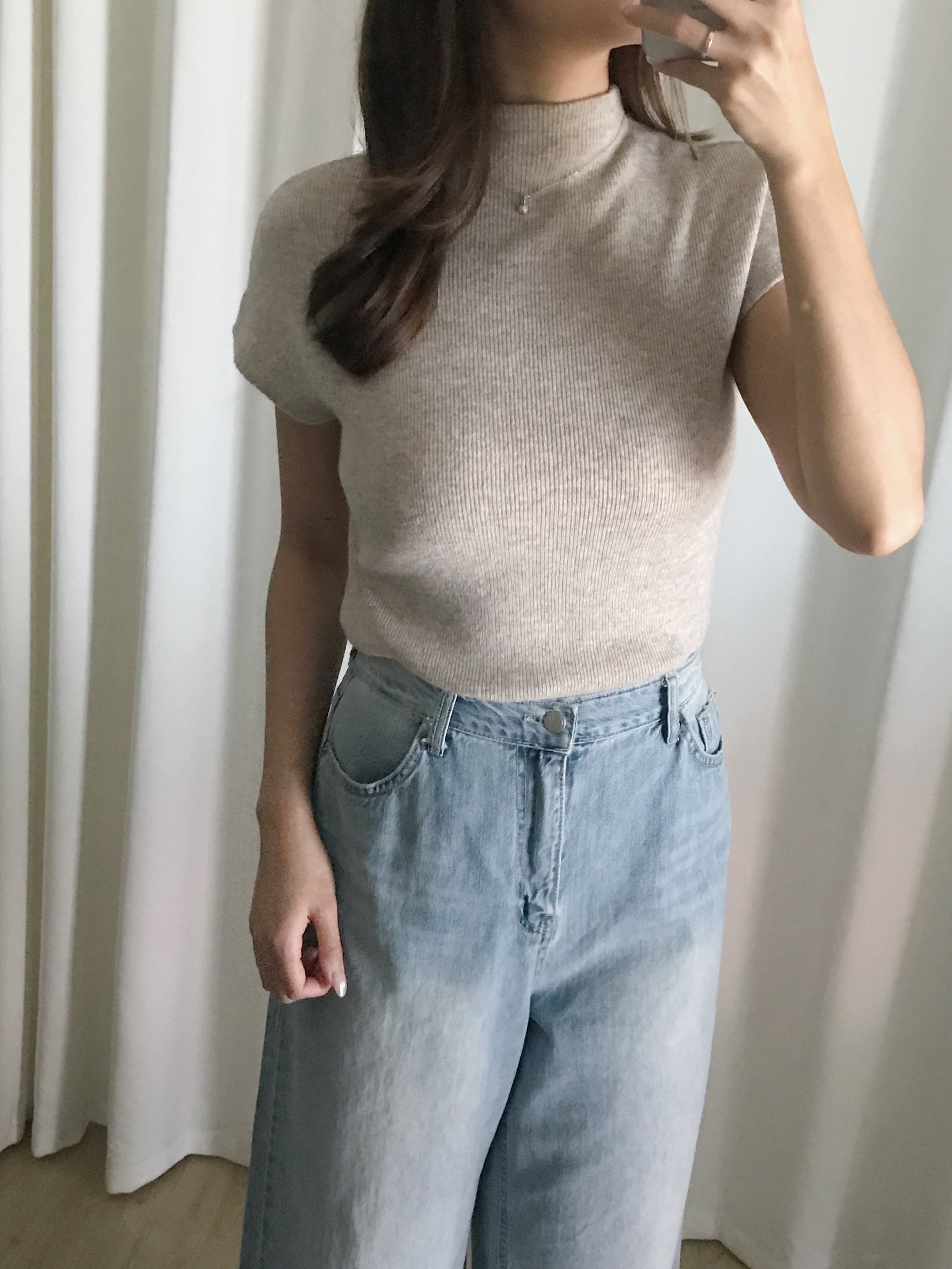 溫柔半高領針織短袖上衣(五色入)