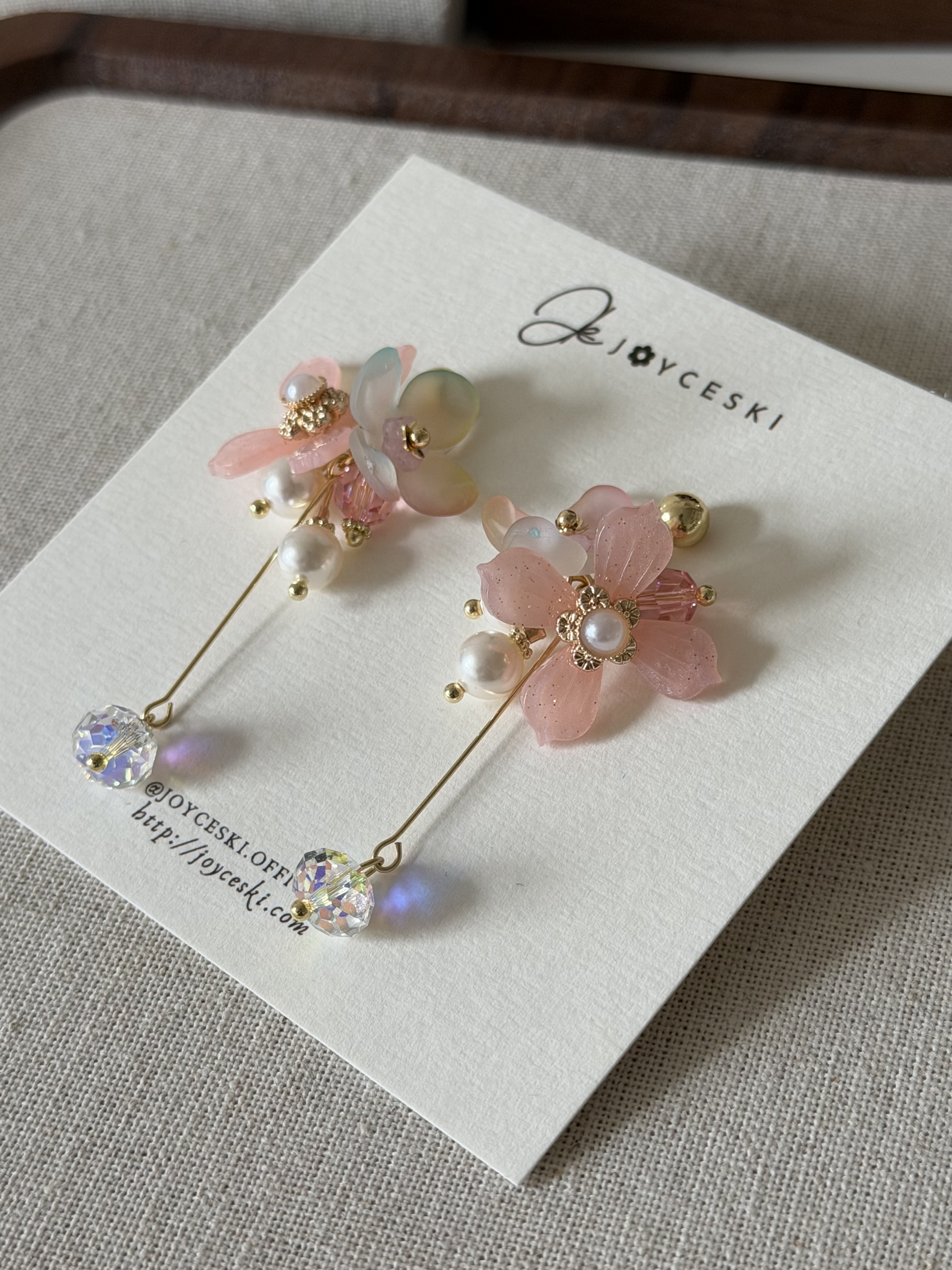 日本花語系列耳環/漸變櫻花粉紅花朵款