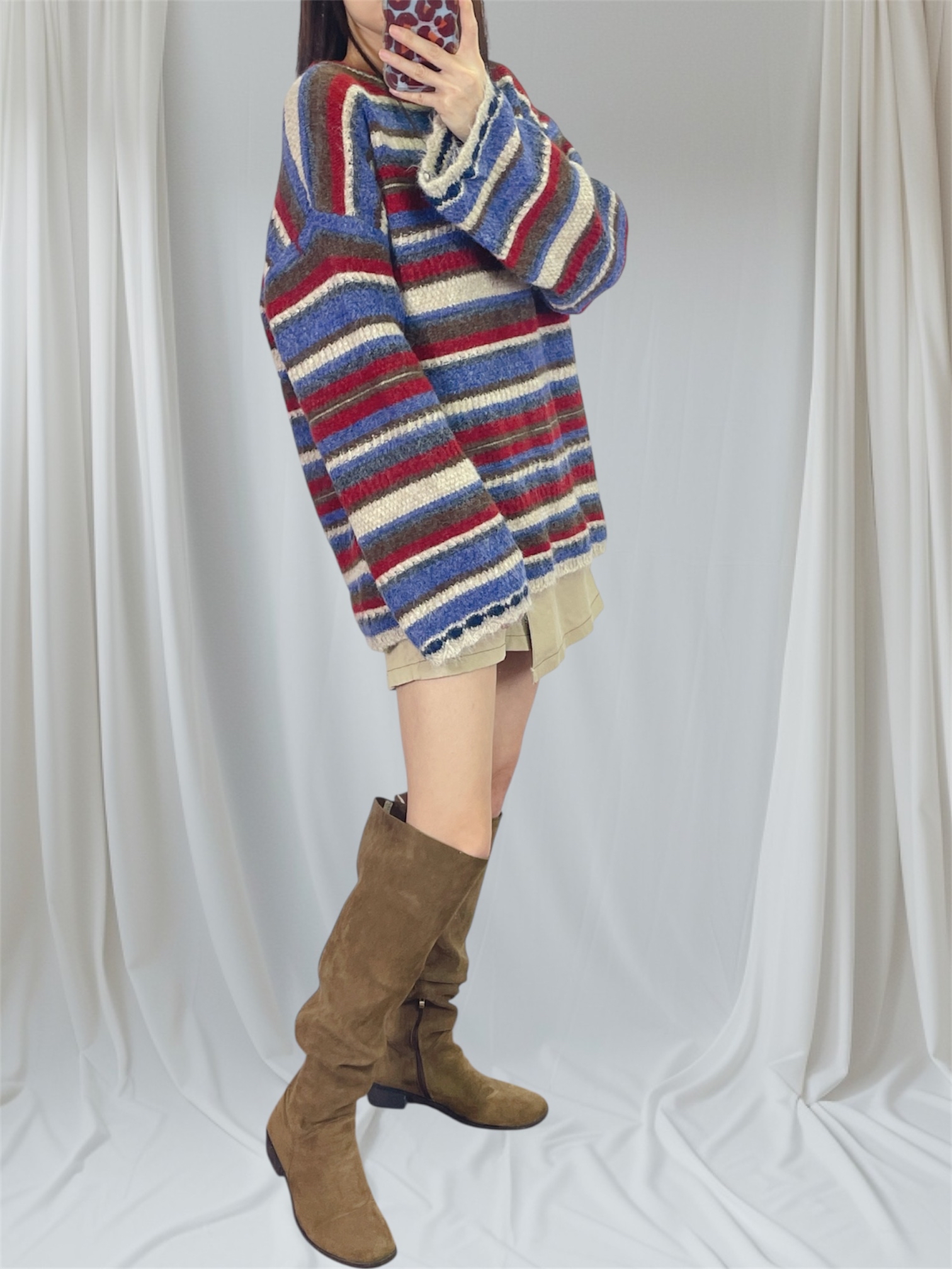 K5548 間色闊袖款針織