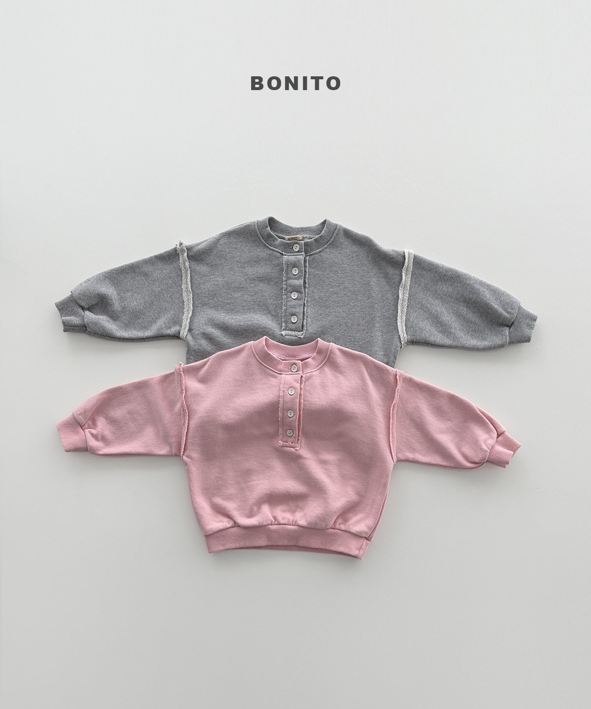 BONITO Raw-Edge Placket Sweatshirt