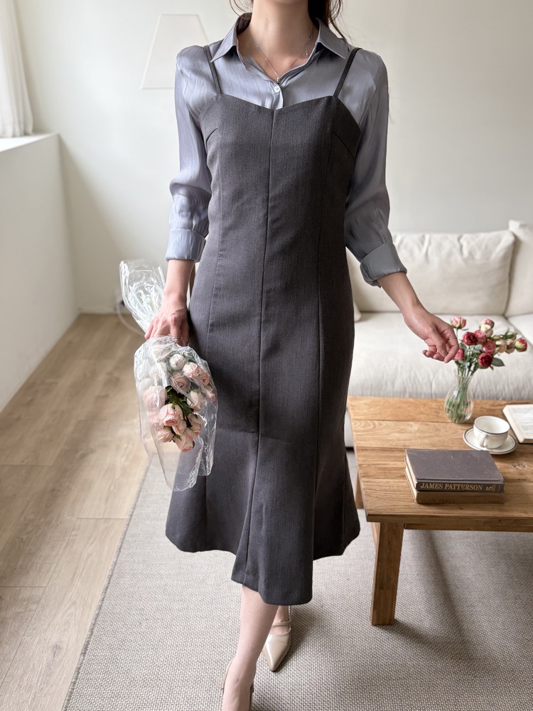 Contour Slip Dress (Grey)