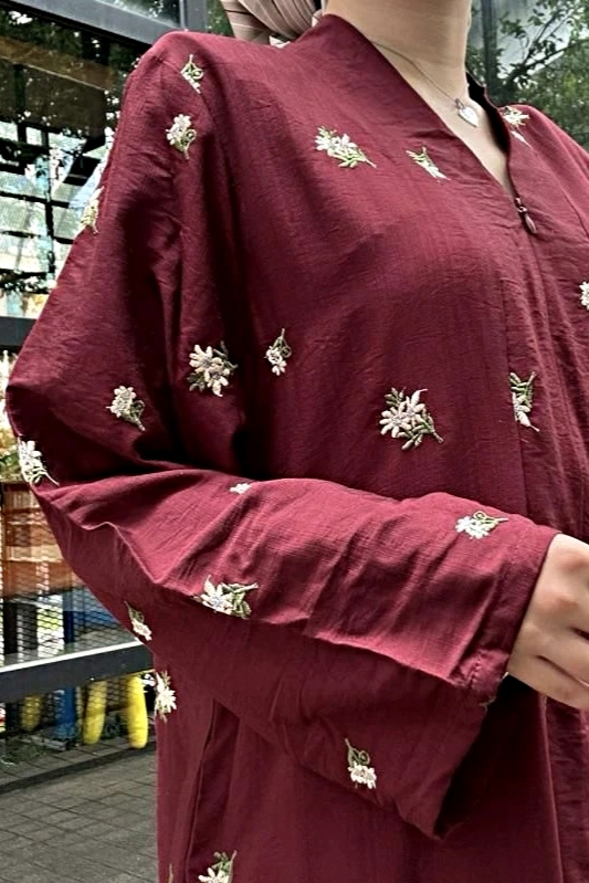 EMBUN Embroidery in Burgundy
