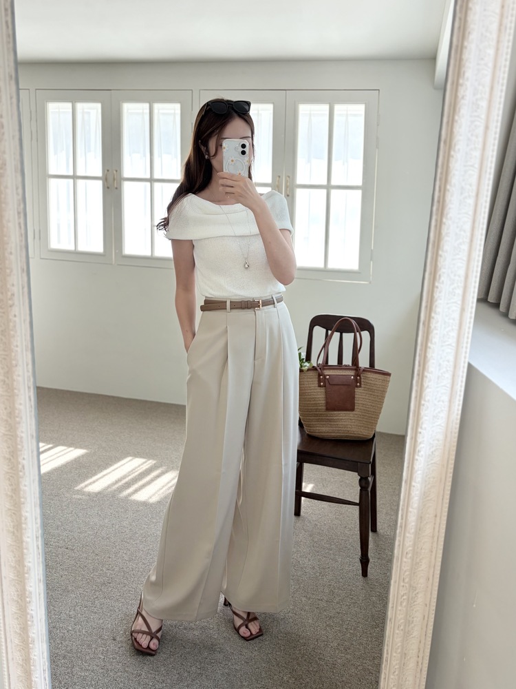 [輕薄!] Summer Timeless Rayon Pants (Light Beige)