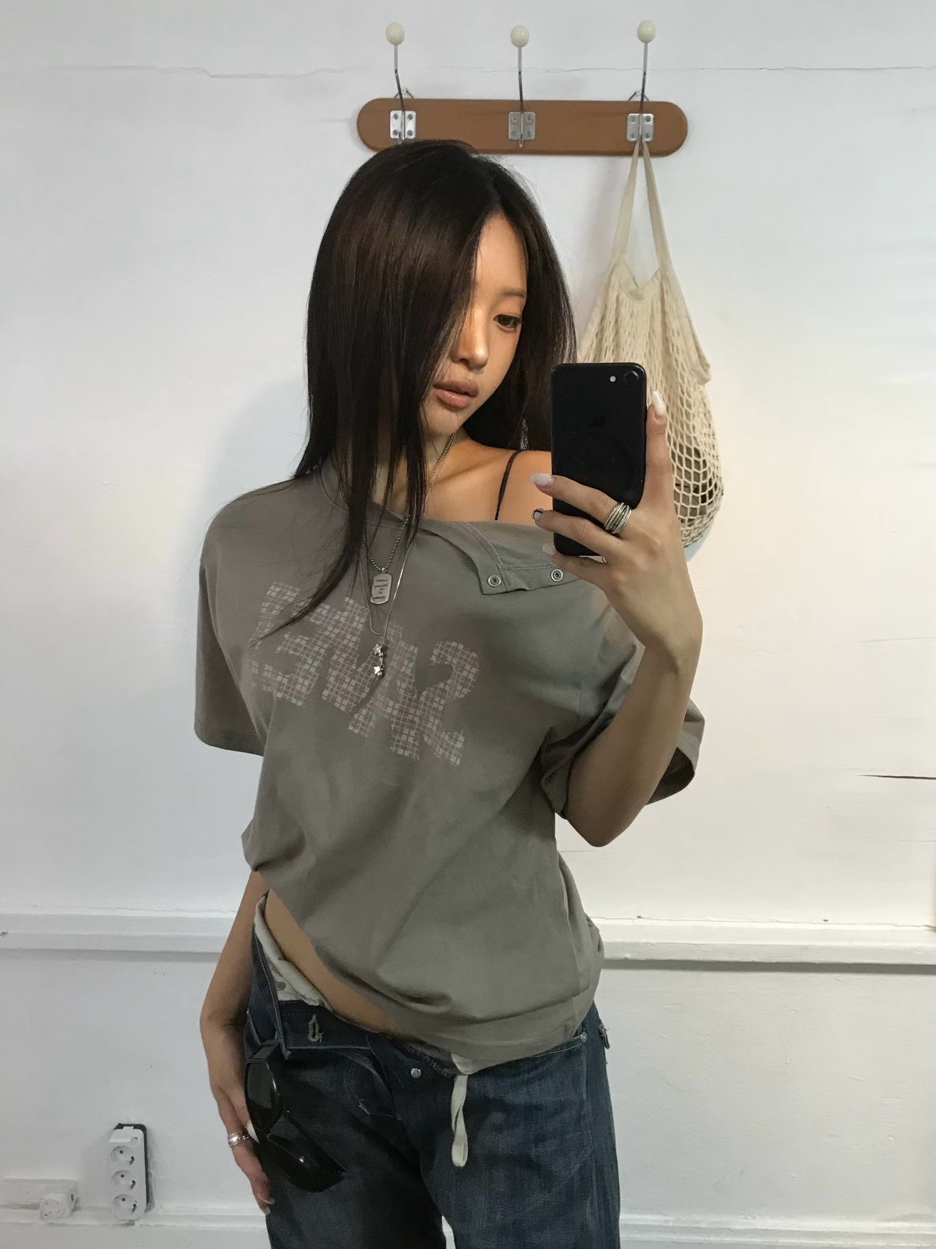 Asymmetric Snap Graphic Top