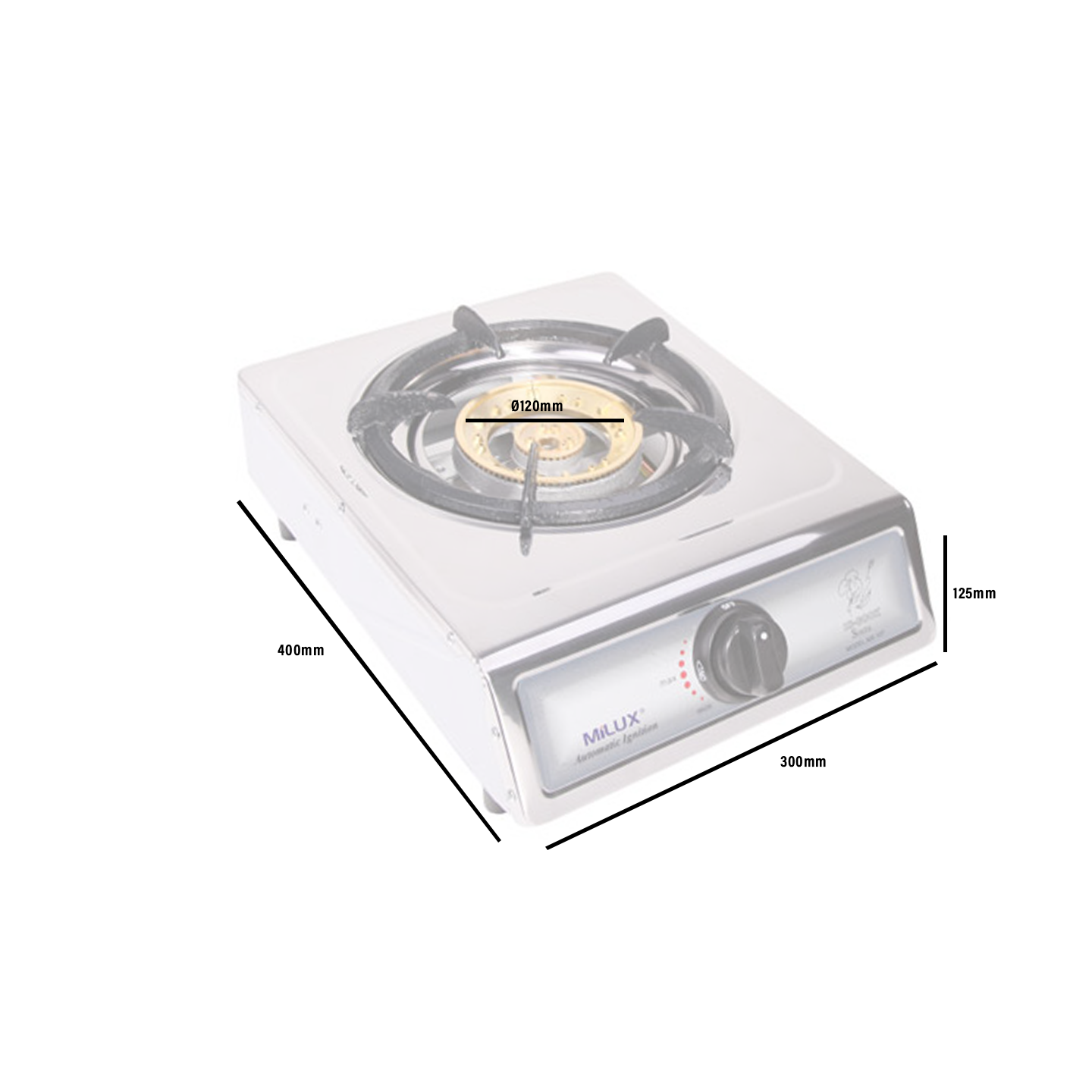 Milux 4.4kW Double Jet Single Burner Gas Cooker (MS-107)