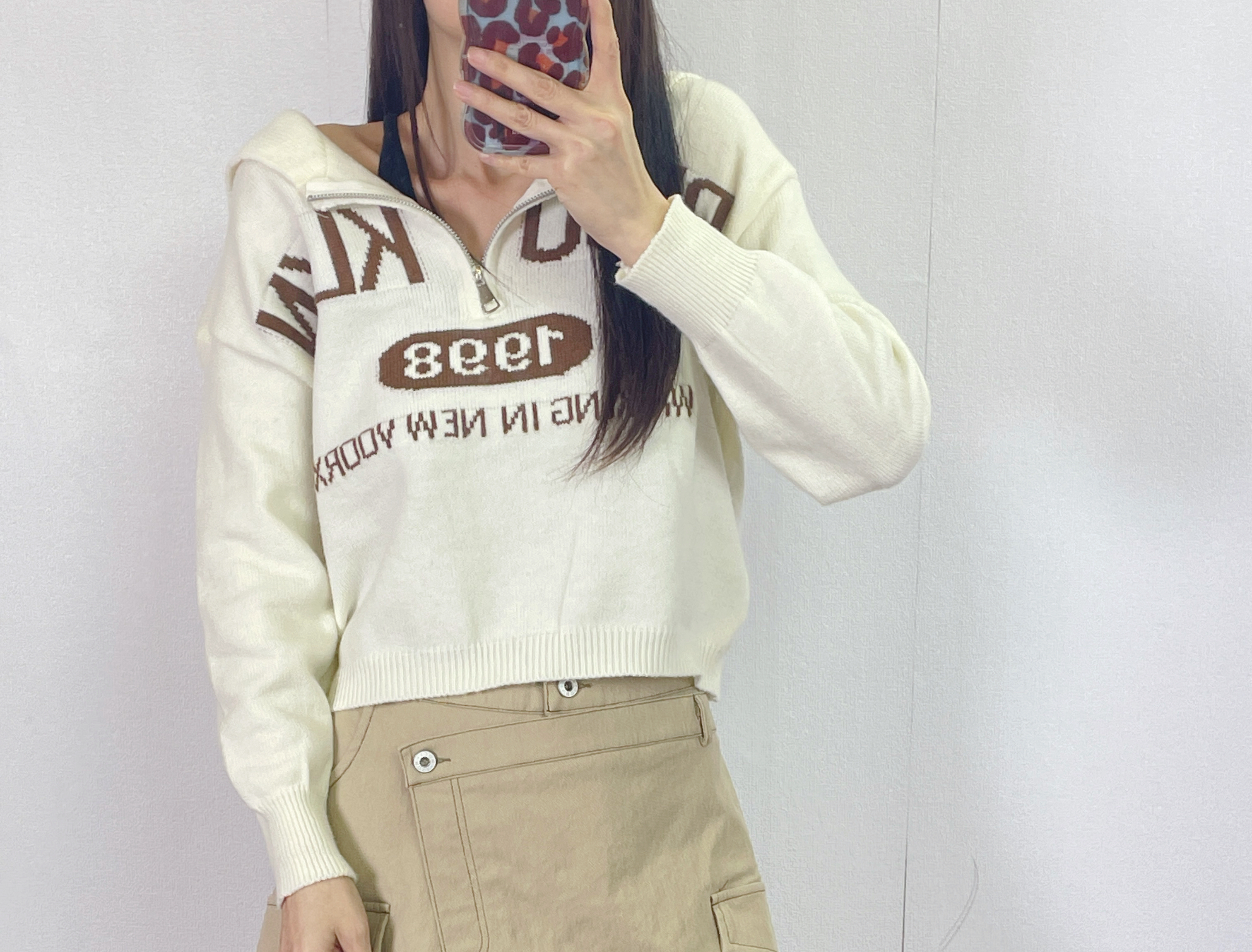 K5540 海軍領英文字薄針織top