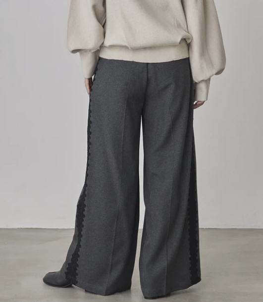 蕾絲寬褶褲 - 2026 流行穿搭  女士長褲 春夏時尚穿搭 柔軟舒適 成人休閒 日常穿搭 易於配搭 日本直送   #JP-I-260014