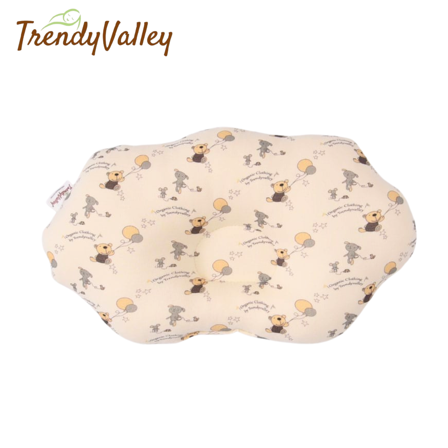 Trendyvalley Organic Cotton Baby Newborn Head Protection Dimple Pillow