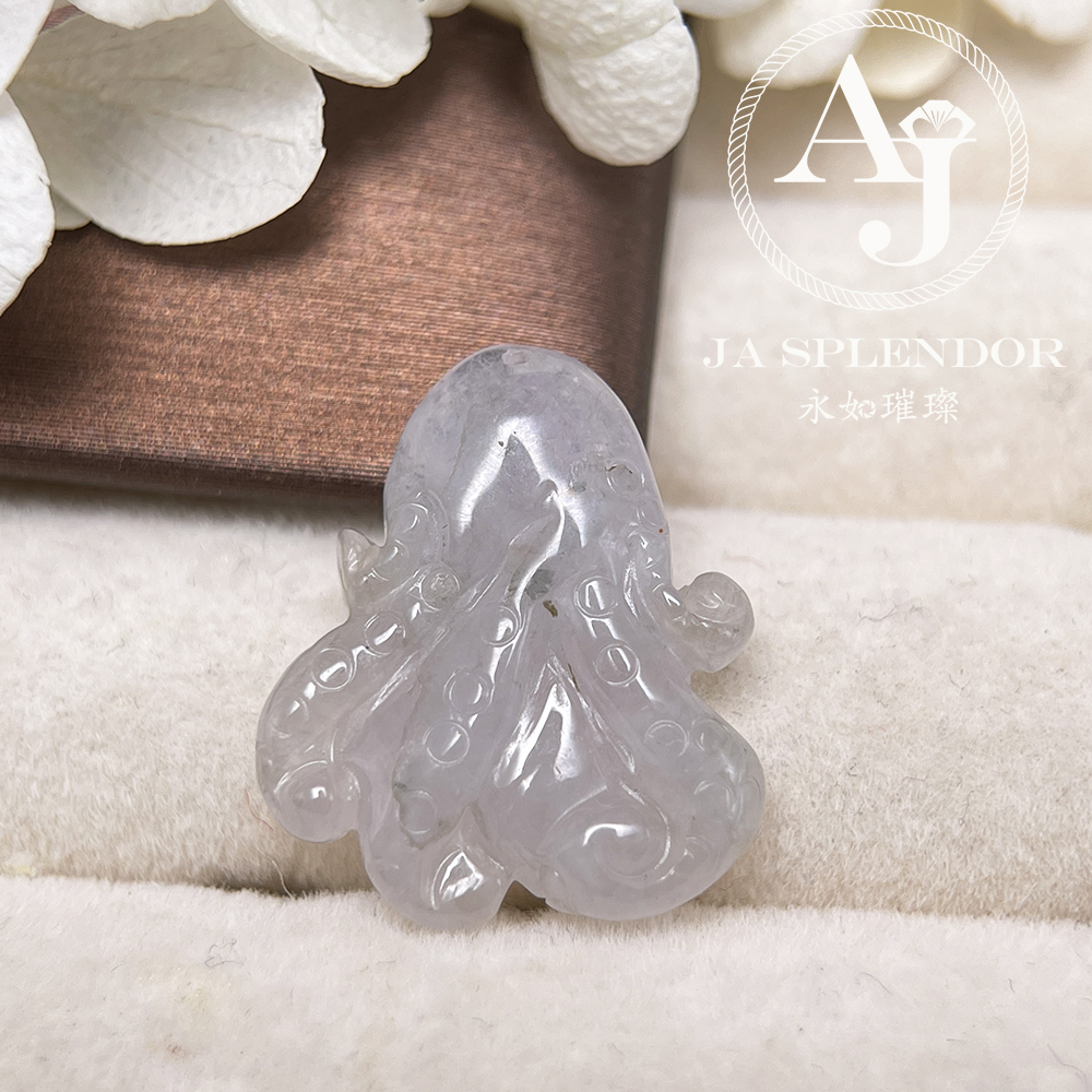 JN-3375 天然翡翠A玉-冰種八方來財八爪魚/章魚吊墜