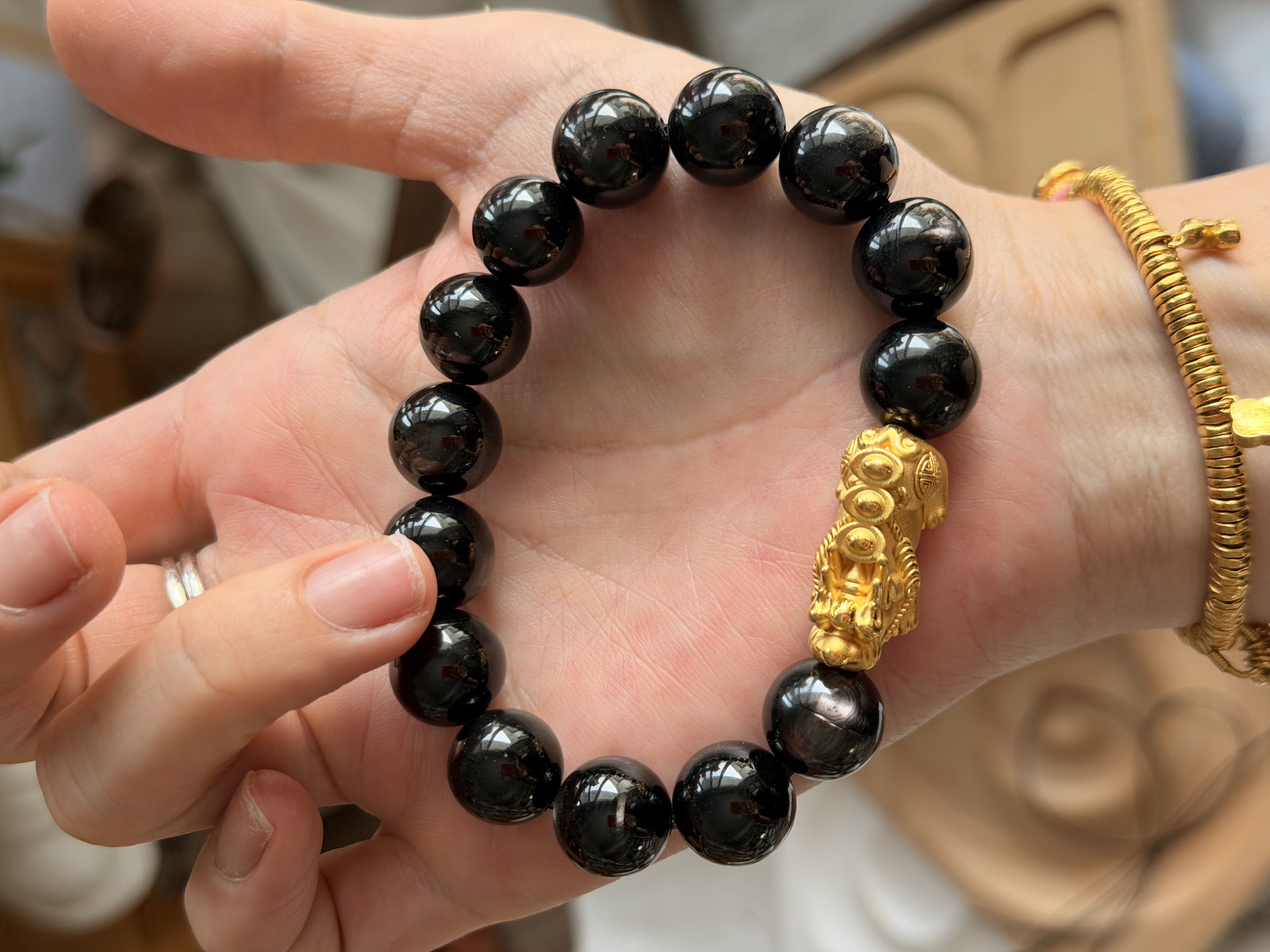 999硬金貔貅襯12mm+金運石