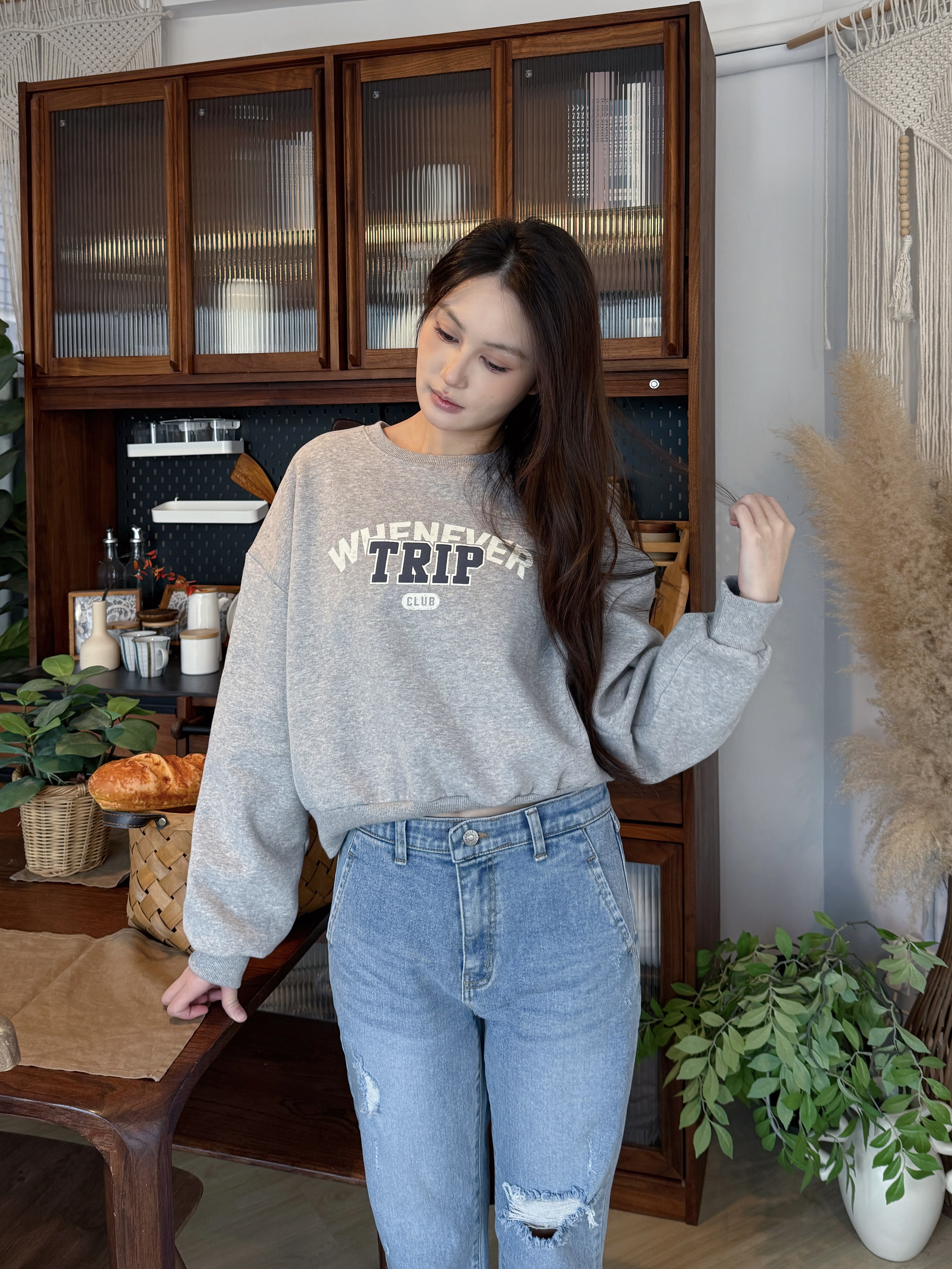 🇰🇷 復古系列字母衛衣 (藍色)