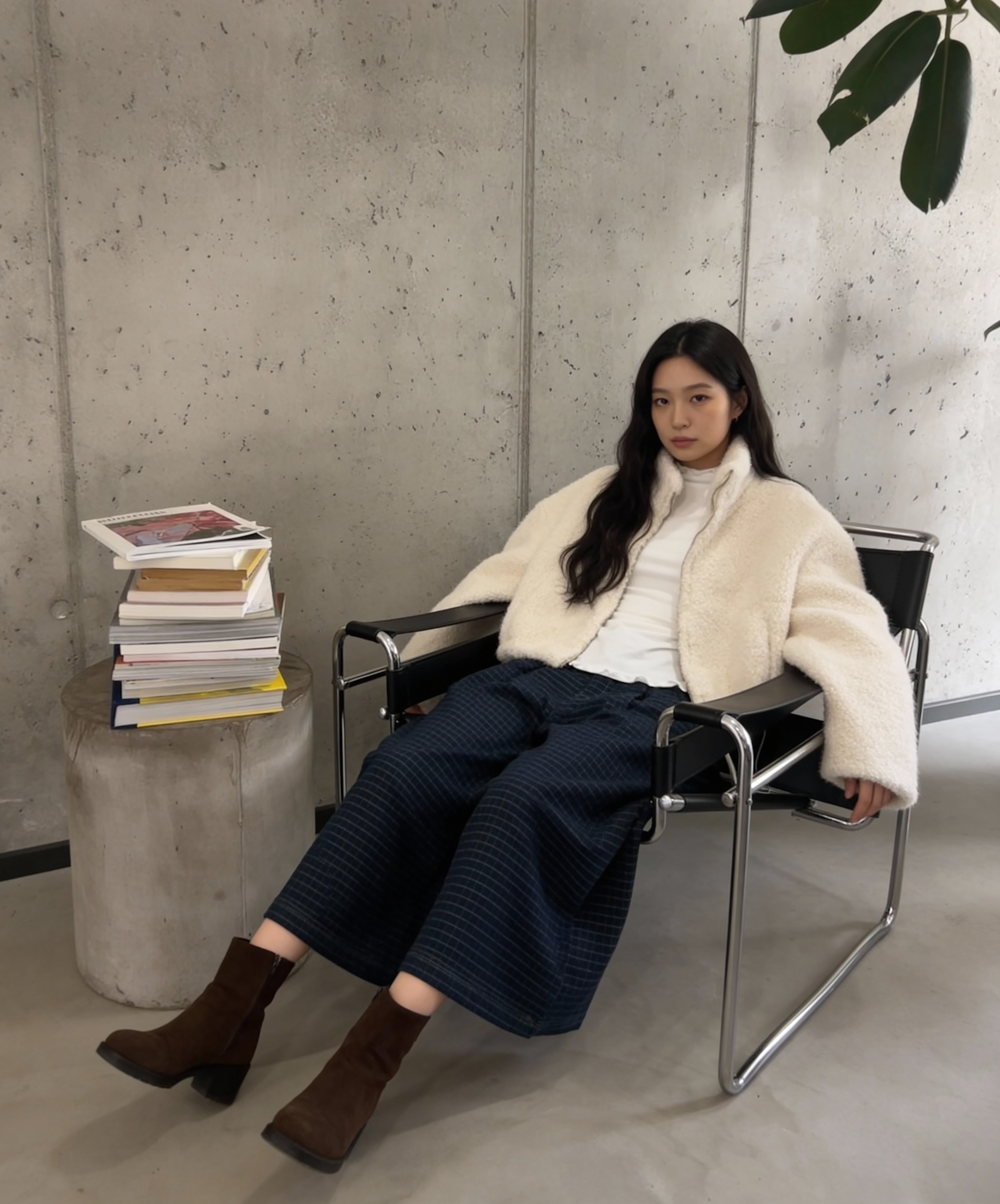 毛絨短版拉鍊外套