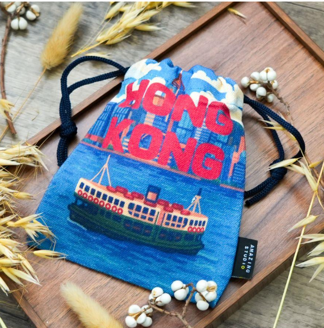 帆布束口袋 - 維港景色