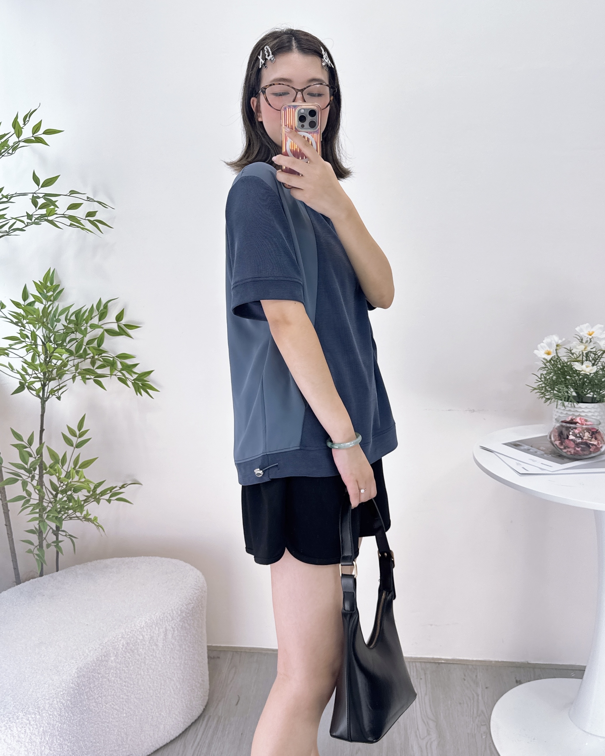 拼布雙袋可索繩休閒上衣 3色