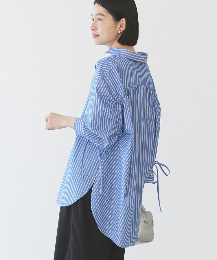 日本春裝預購 緞帶條紋襯衫