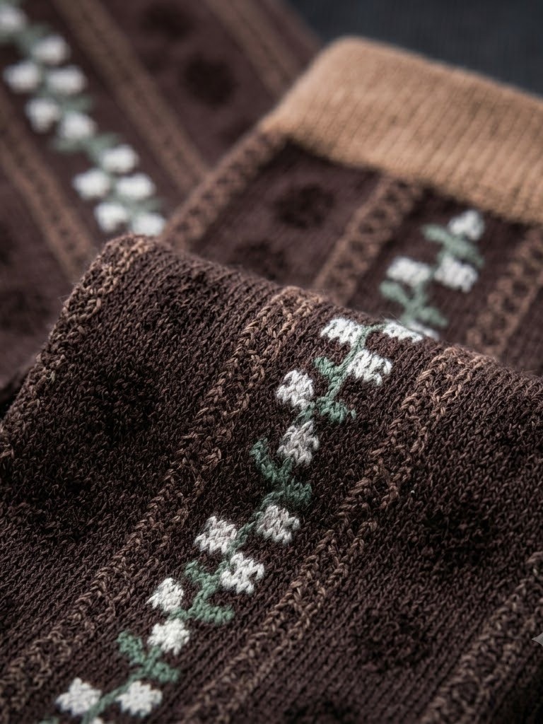 Korean Floral Stitch Women's Crew Socks
