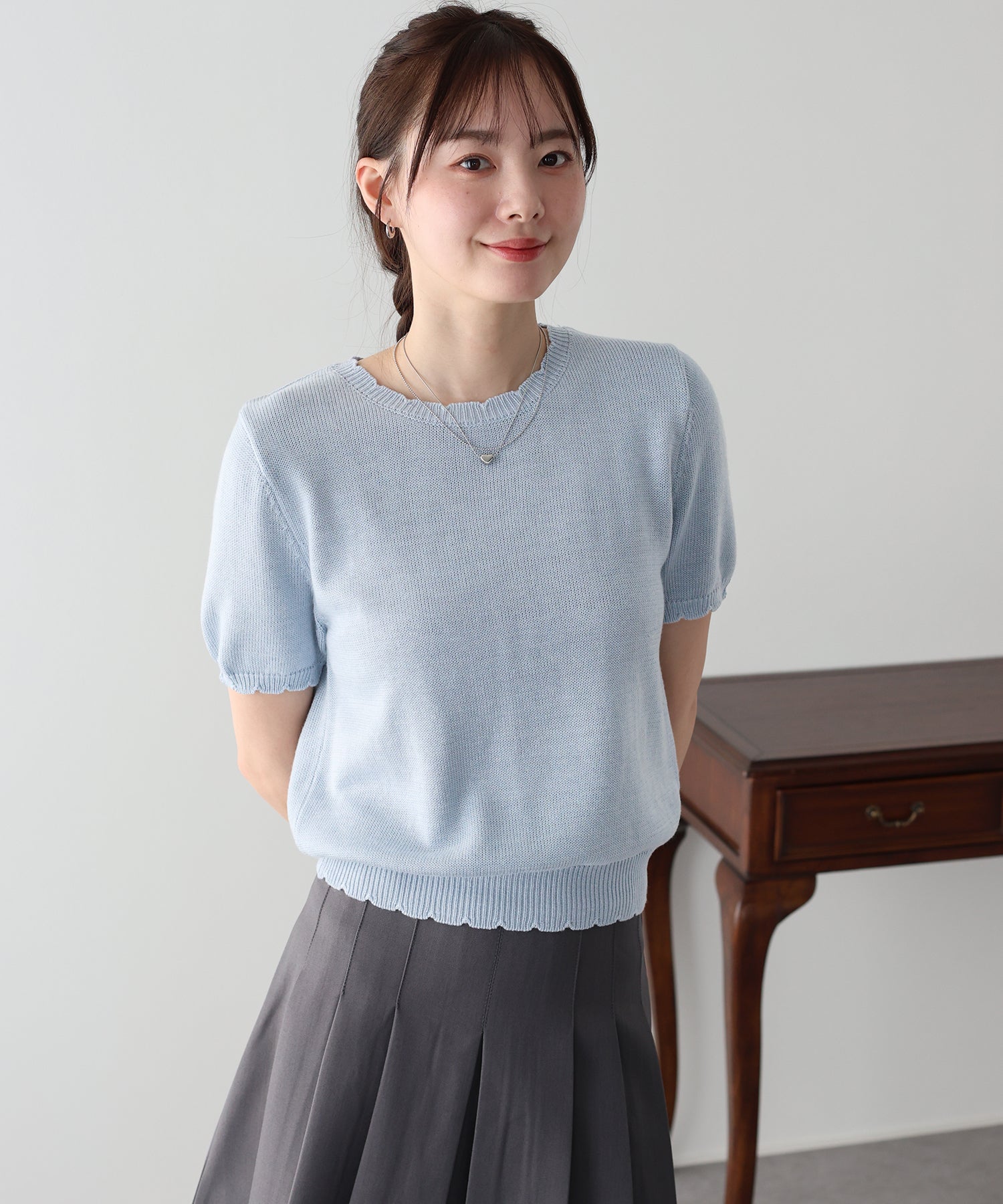 <JP> 扇形小曲邊薄針織 Top* 3色入 <預購>