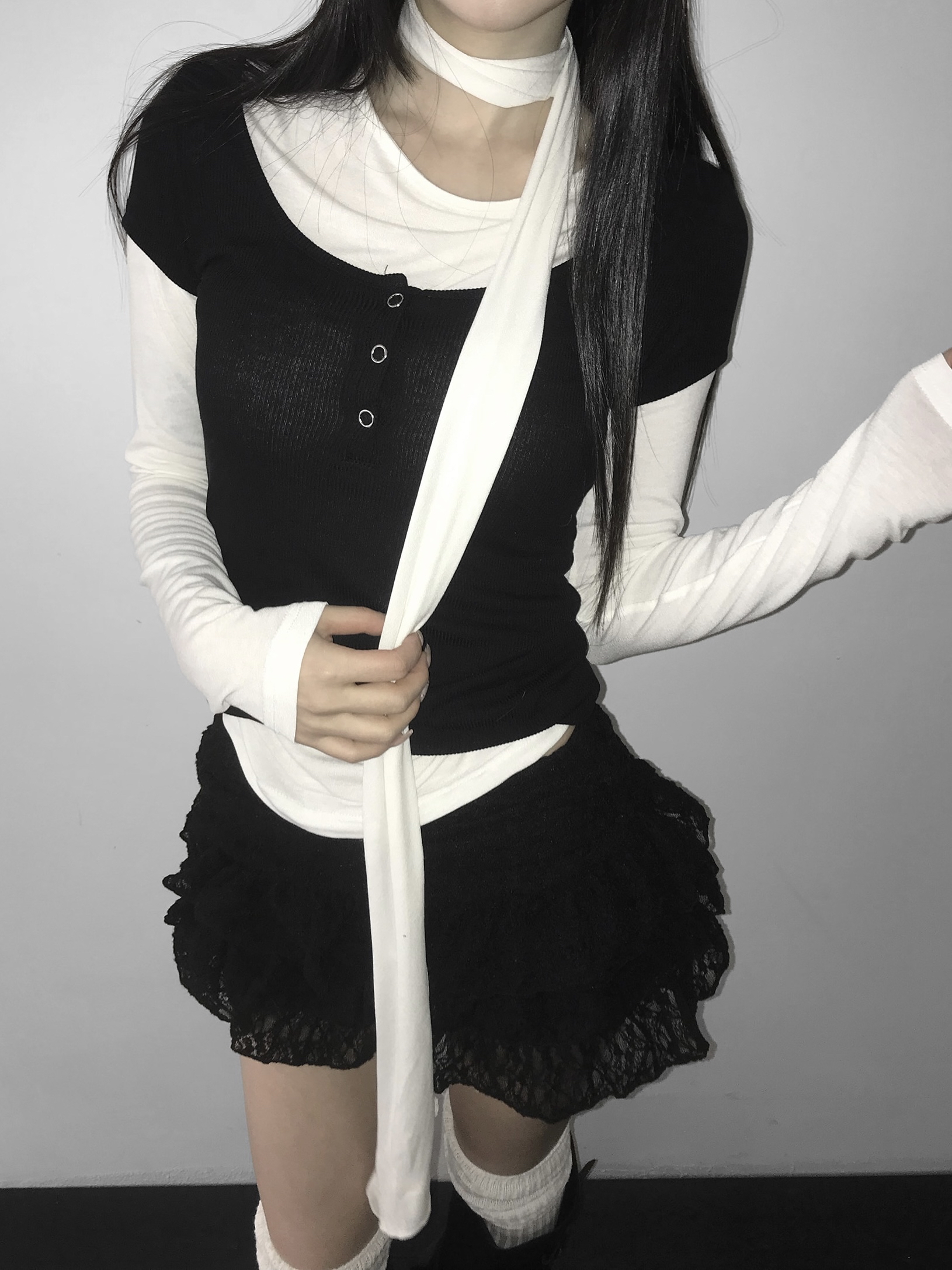 Tiered Ruffled Lace Mini Skirt