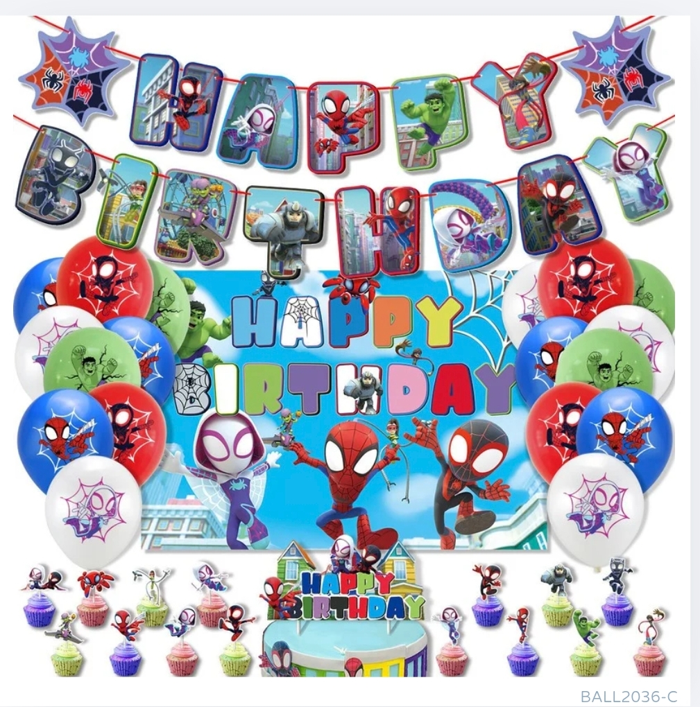 Spidey and His Amazing Friends Spiderman主題生日派對氣球套裝 A無背景布／C連背景布 BALL2036