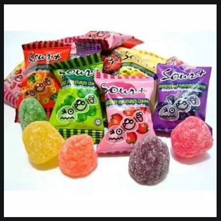Lot 100 Sour+ Assorted Fruit Gummy [Strawberry / Blackcurrant / Mango / Apple/ Orange] 580g