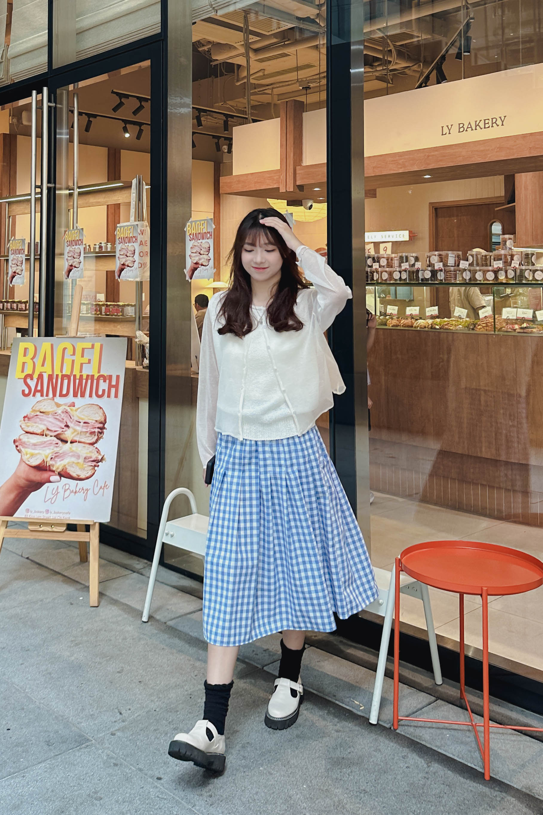 夏日女孩打褶格仔裙 (兩色入)