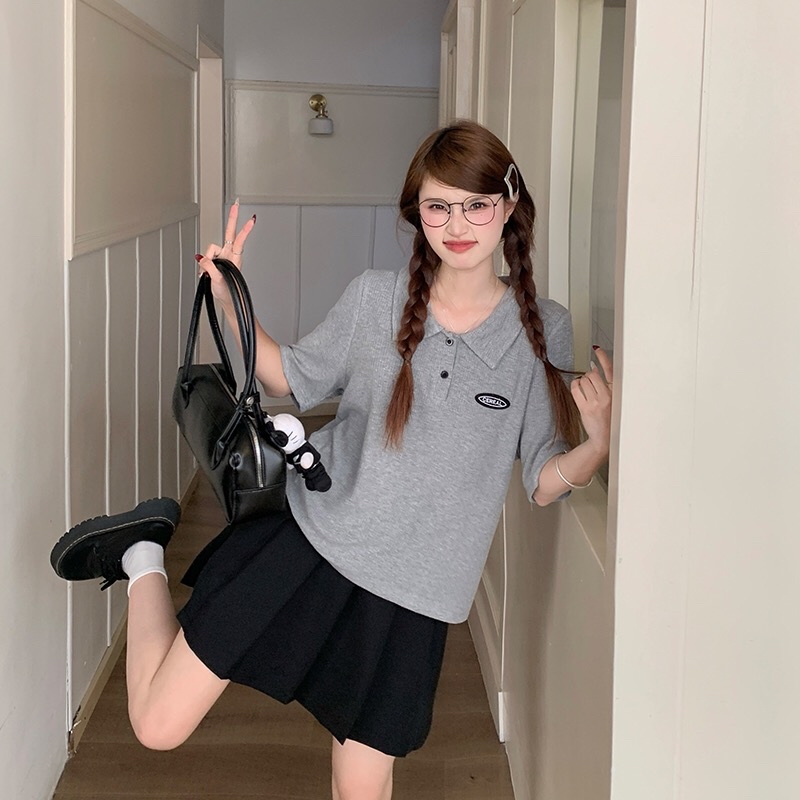 B261(0502裙) 美式复古大版百褶黑短裙 