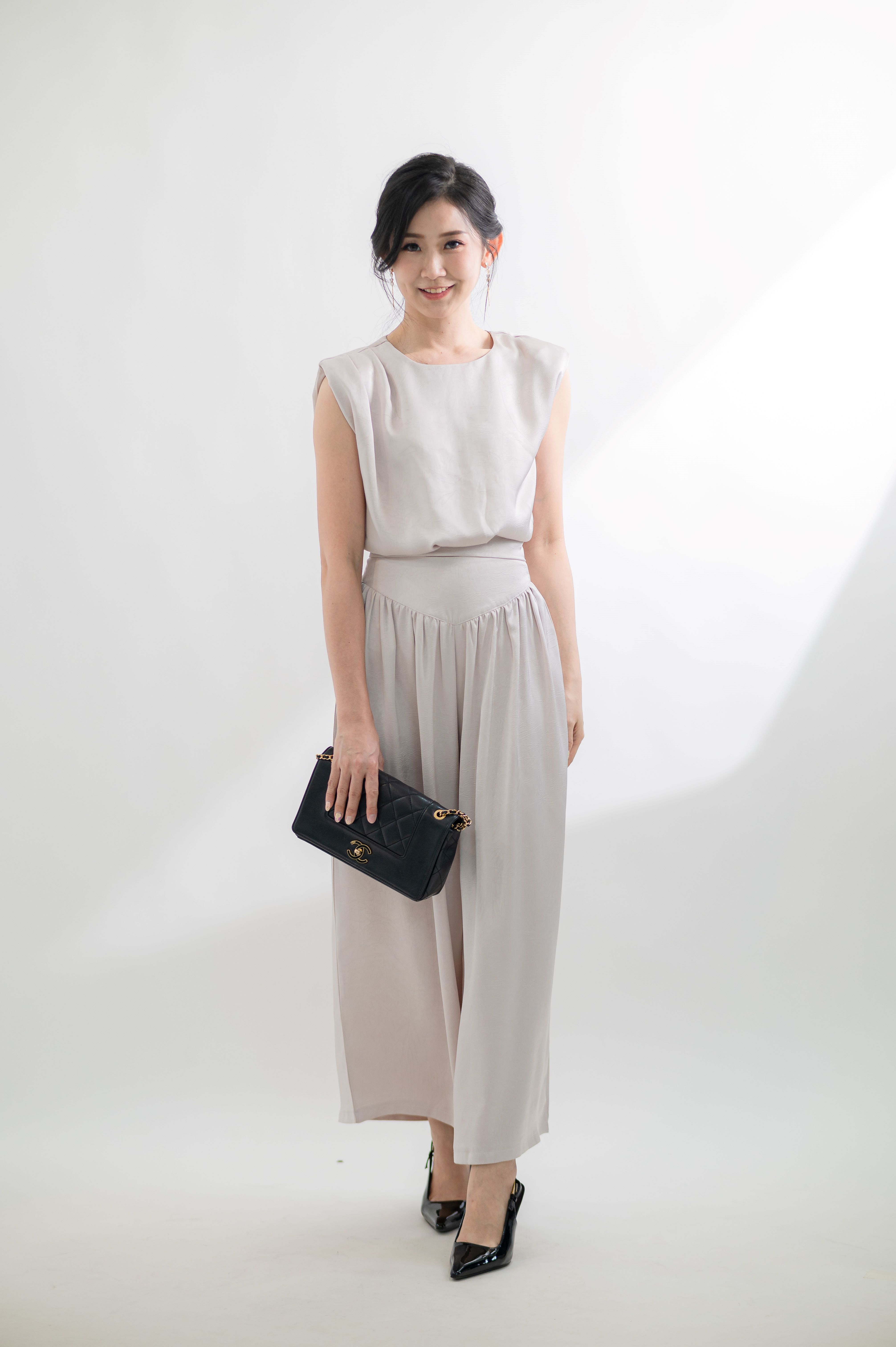 5113  Edith Dark Pattern Chiffon Set wear