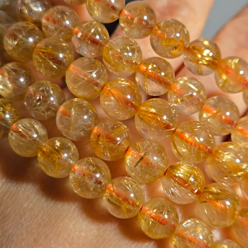 Golden rutilated quartz bead bracelets - JW107