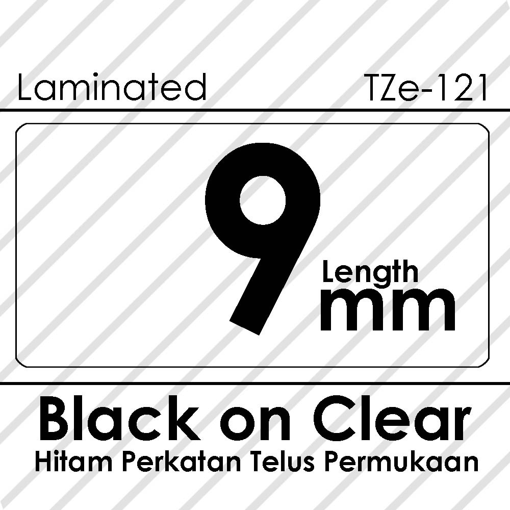 9mm Tze-121 221 621 compatible label tape Label PrinterPT-H110 D210 D450 D600 P700 P750W E110VP E300VP Tape Sticker
