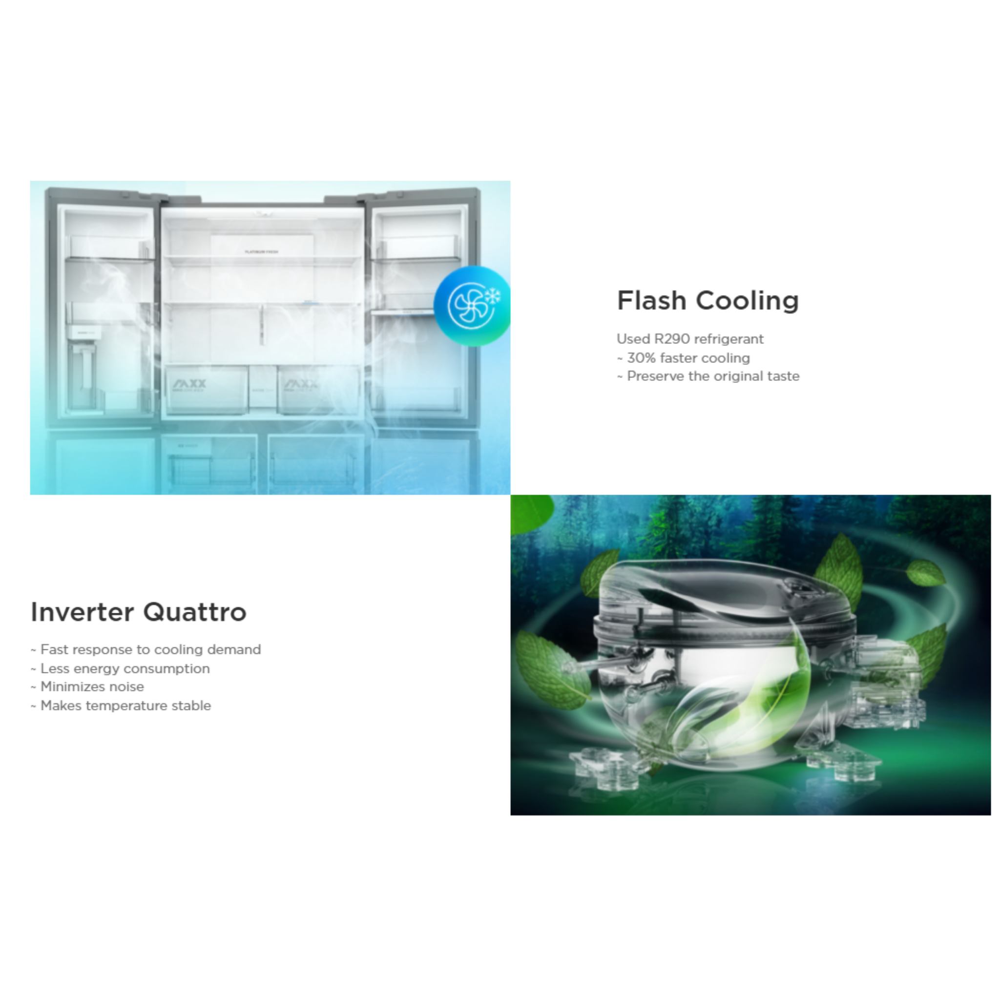 Midea 810L Inverter Quattro Side By Side Refrigerator MDRS925FIE45MY