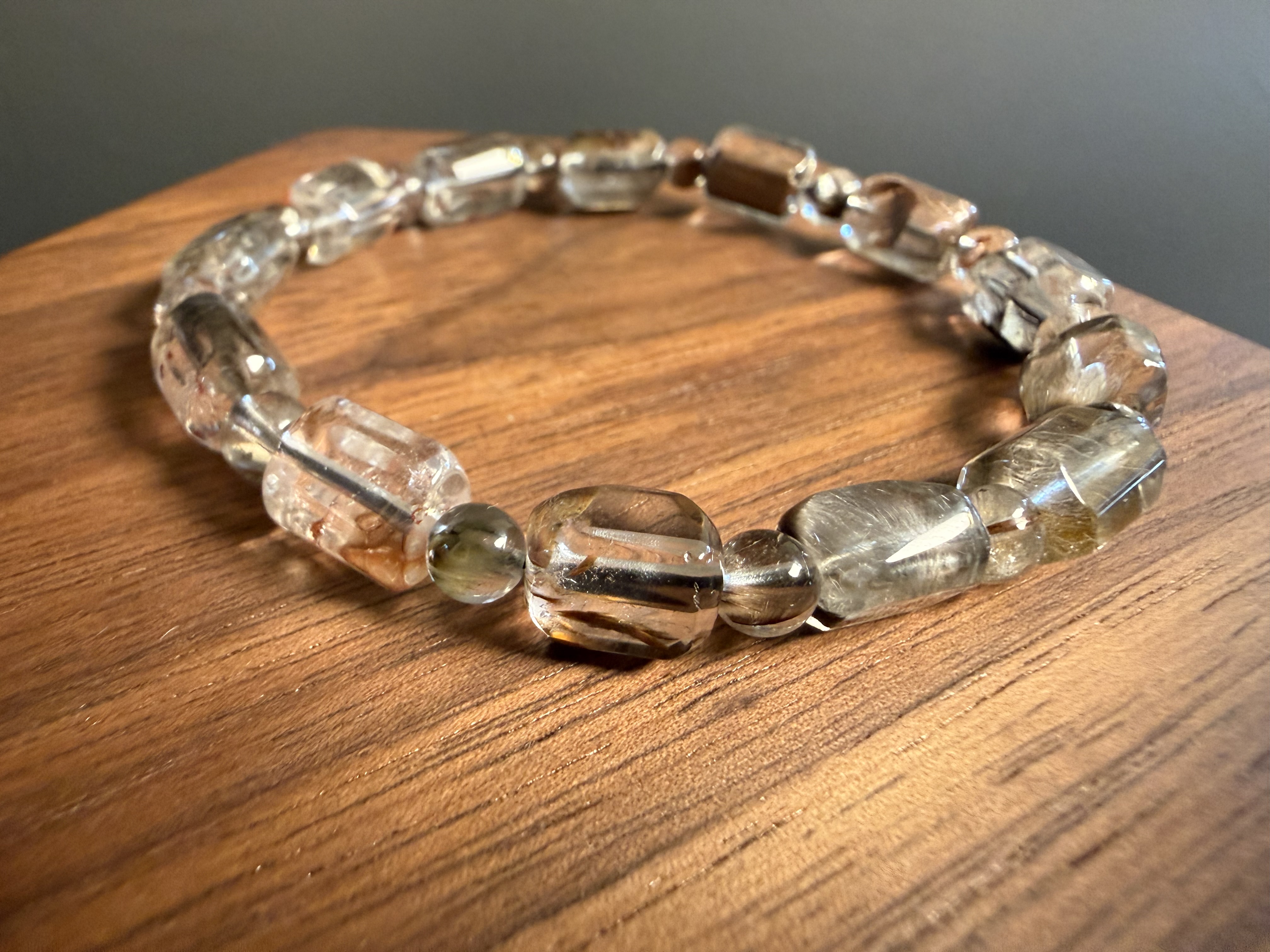 黑銀鈦隨形手串｜Black Silver Quartz Bracelet｜約7mm