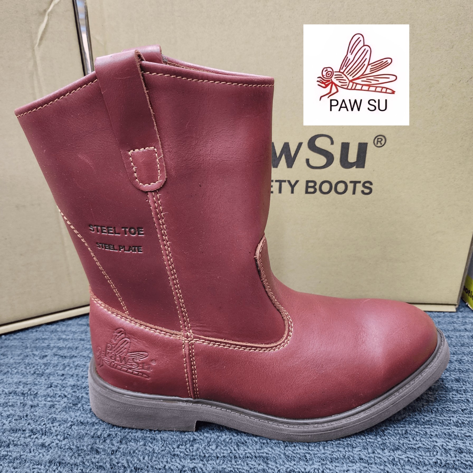PAWSU SAFETY PS 215 A SHAPE KASUT KESELAMATAN ORIGINAL COFFEE BROWN DENGAN  STEEL PLATE TOE CAP