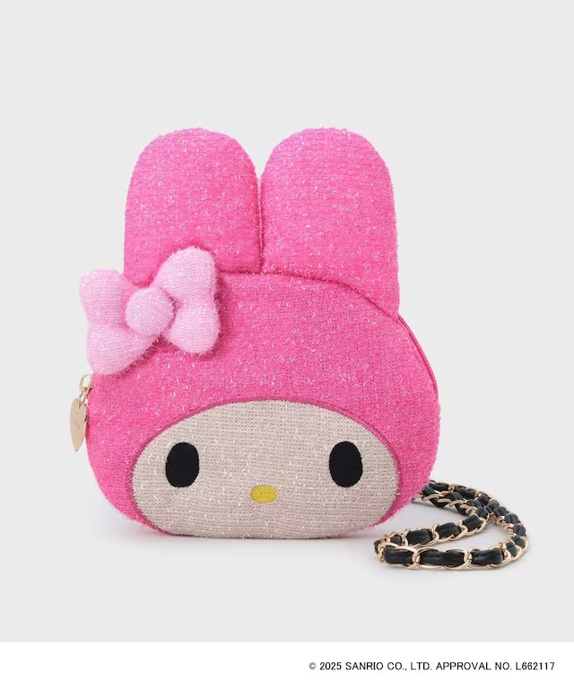 日本服裝品牌-OPAQUE.CLIP X MELODY KUROMI 閃閃斜孭袋/化妝袋