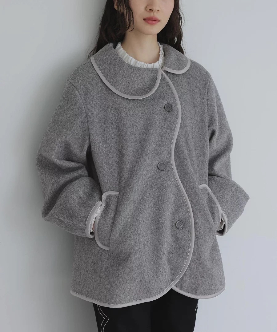 日本預訂📍日本不對稱拼色波浪邊外套 不包郵