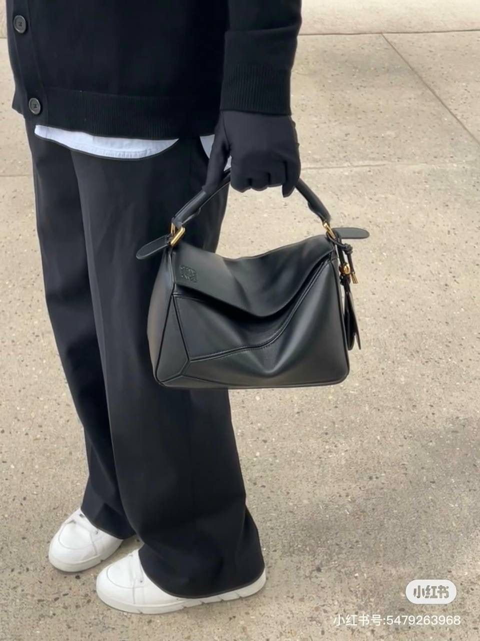 Loewe 罗意威 Puzzle 黑色皮革手提包