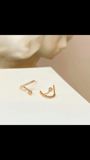 《微光星辰》高級設計感18k滿鑽小耳環 k黃&玫瑰金兩色現貨