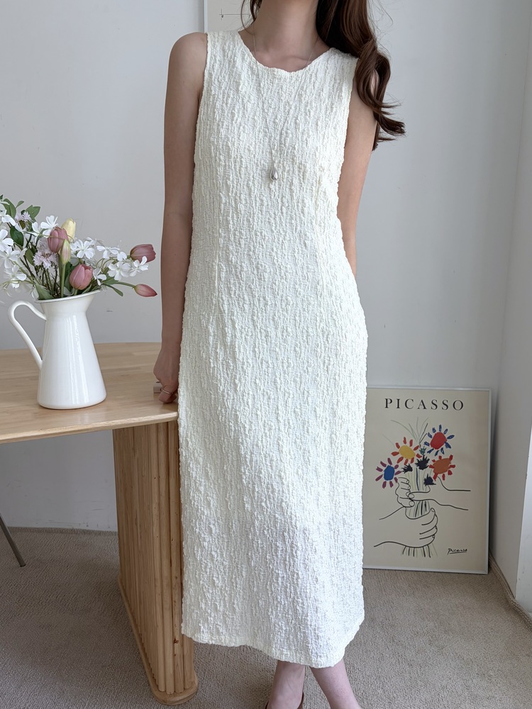 Ruched Slim Dress (Cream)