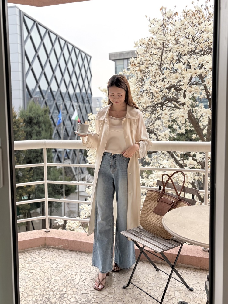 Silky Belted Trench Coat (Ivory)