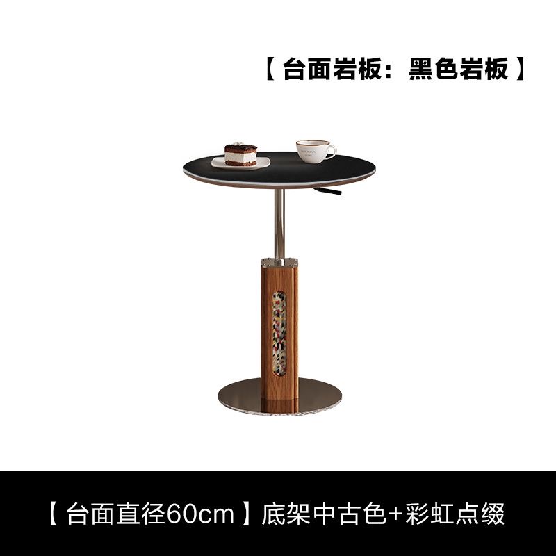 可移動升降茶几 沙發邊几角几 家用小圓桌 洞石岩板客廳茶几桌 小戶型coffee table