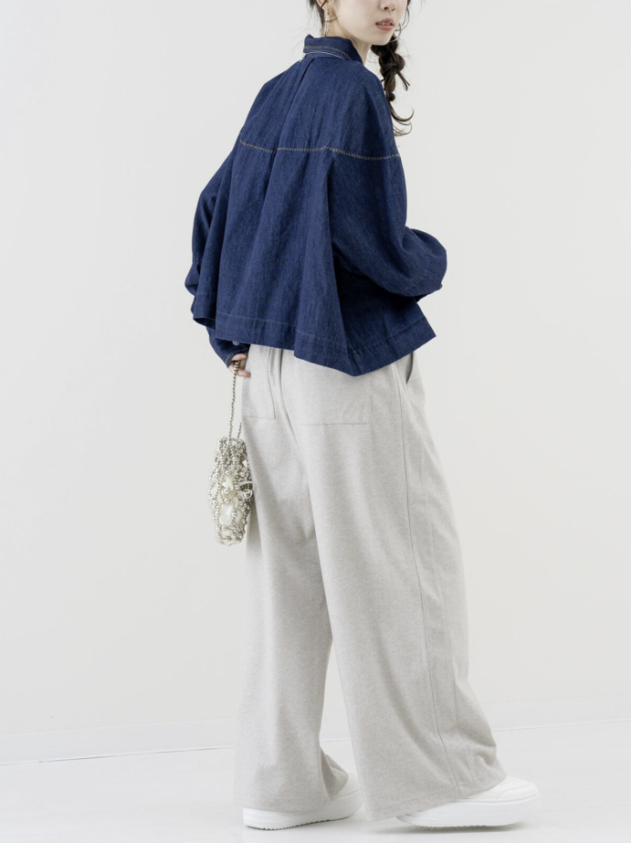 袖口拼接牛仔襯衫 - 2026 流行穿搭  牛仔襯衫 時尚穿搭 柔軟舒適 四季皆宜 成人休閒 日常穿搭 易於配搭 日本直送   #JP-I-260012