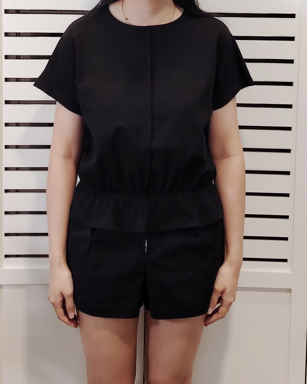 LY1106 Round Neck Fully Elastic Waist Tee