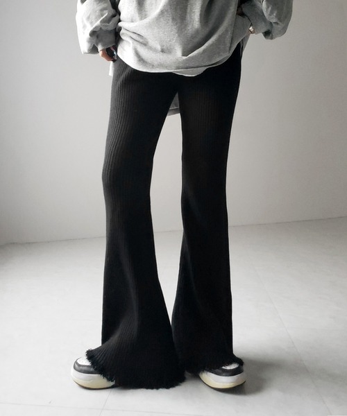 羅紋針織喇叭長褲【JP009】