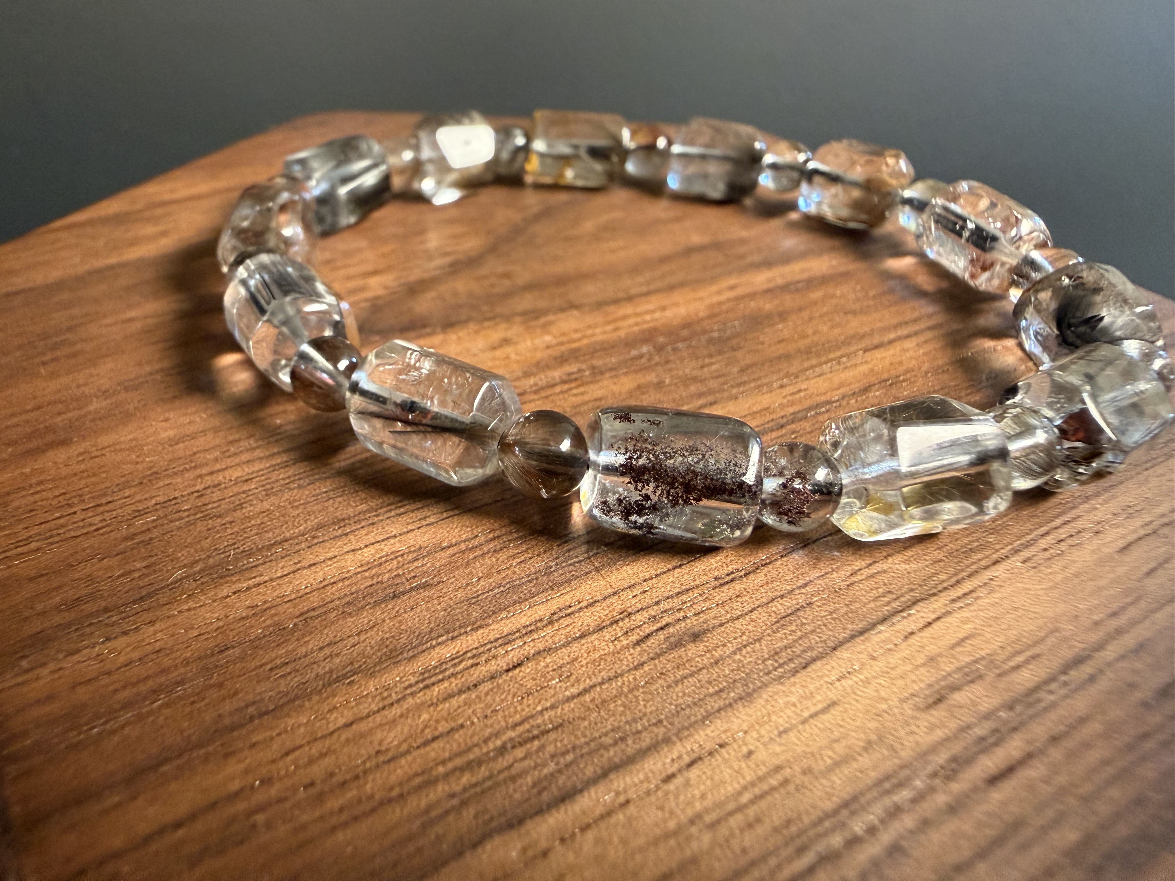 黑銀鈦隨形手串｜Black Silver Quartz Bracelet｜約7mm