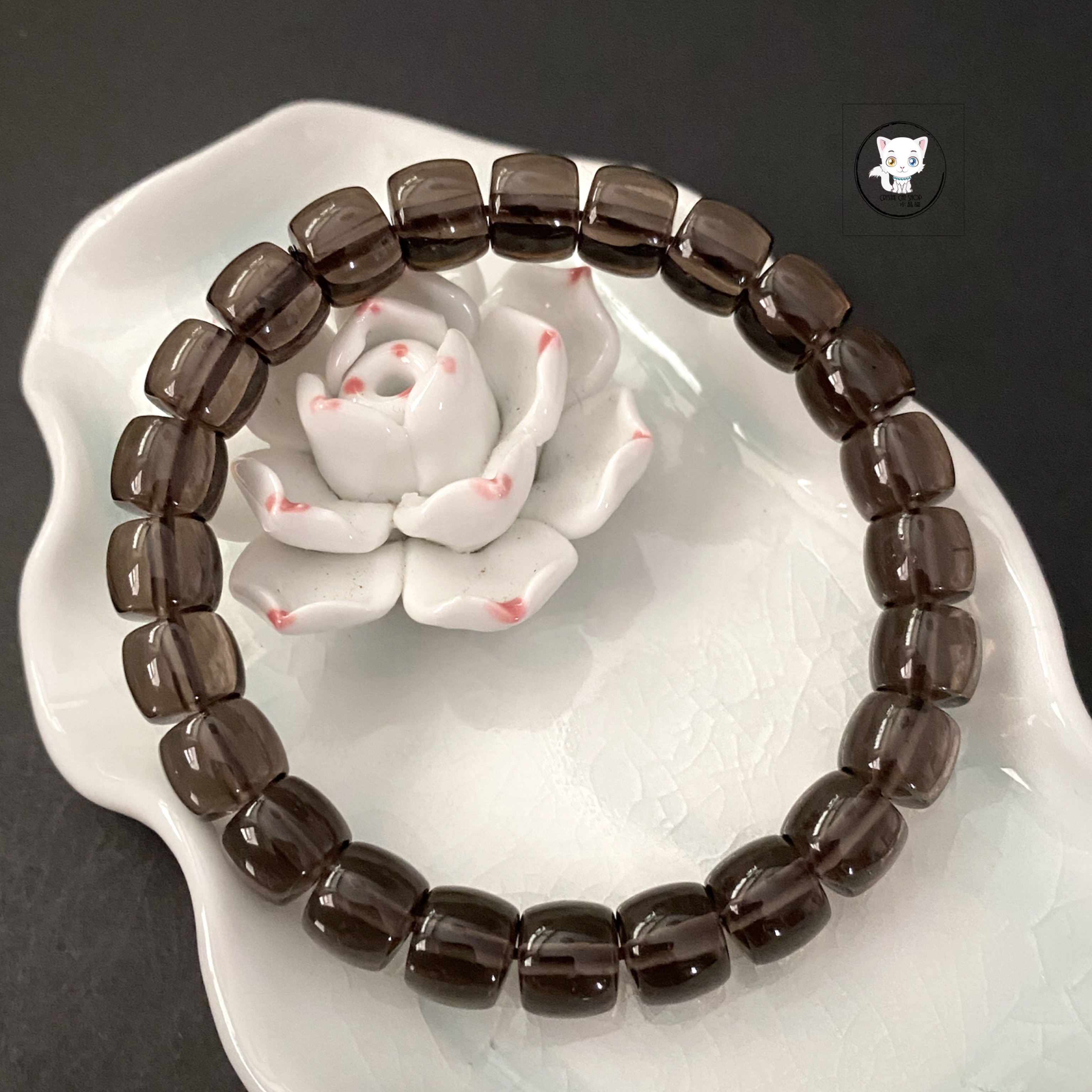 天然冰曜石桶珠手鏈 9.3mm