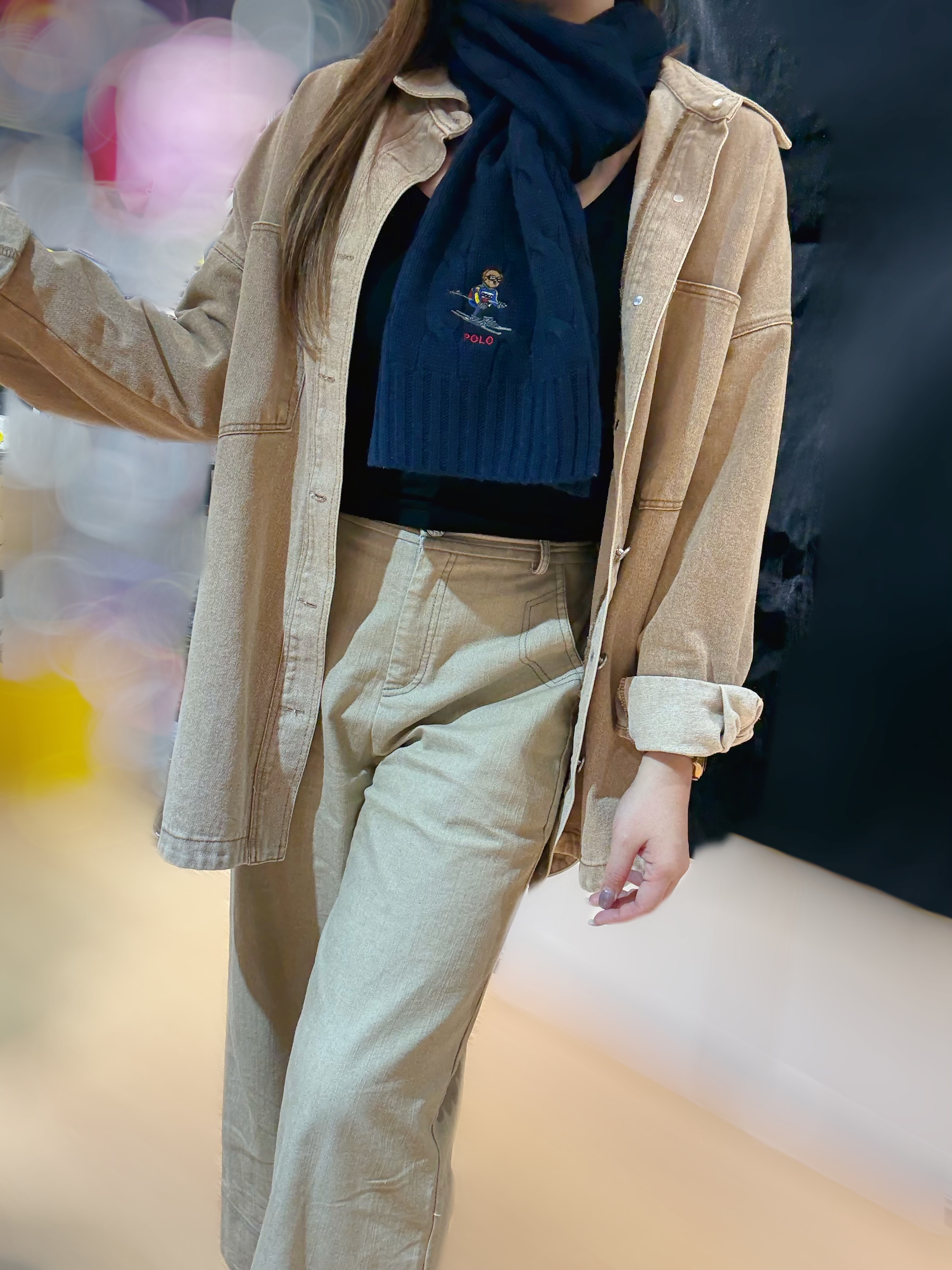 Pooo scarf bear/navy