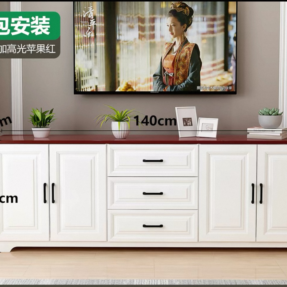 實木電視櫃 簡約細單位 白色貯物櫃組合 地櫃高身款 睡房電視櫃 TV stand