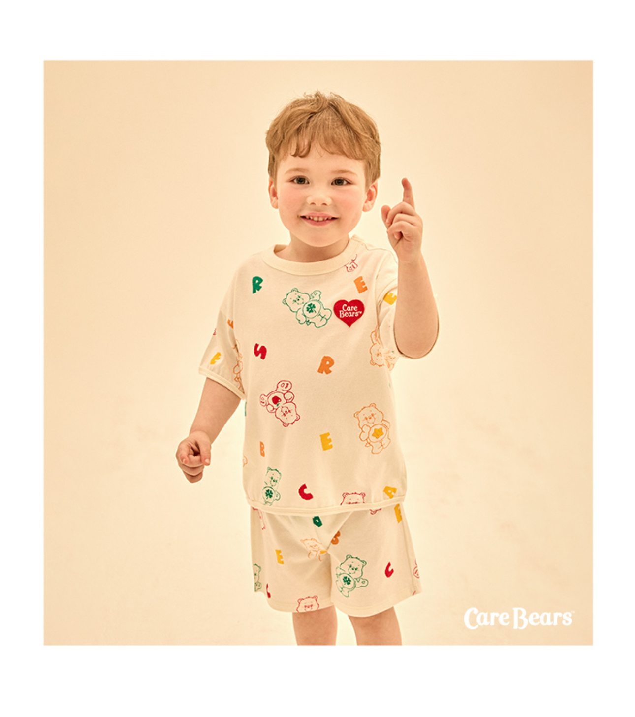 ☀️預訂 韓國直送☀️🇰🇷正版Care Bears小熊字母滿印短袖上下套裝