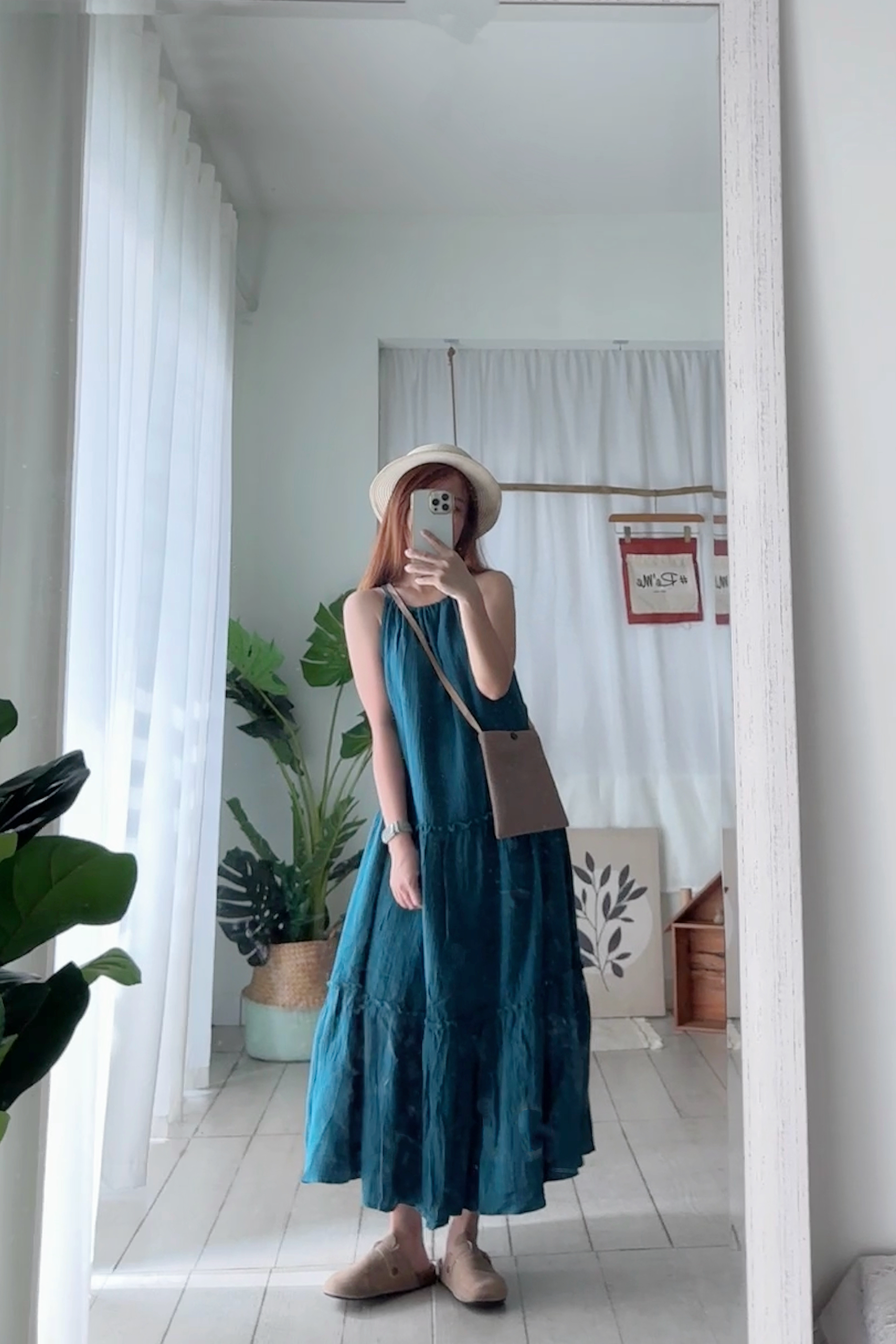 森系竹节棉拼接长裙