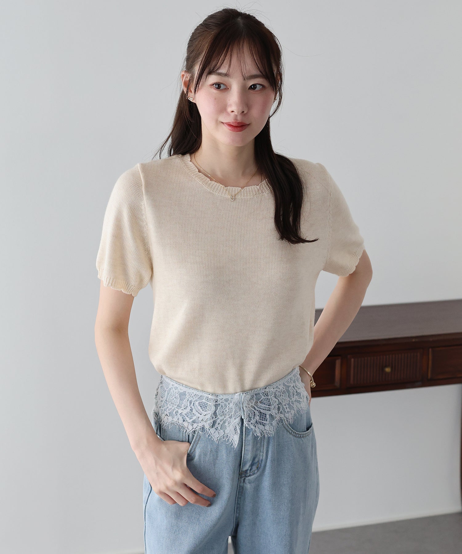 <JP> 扇形小曲邊薄針織 Top* 3色入 <預購>