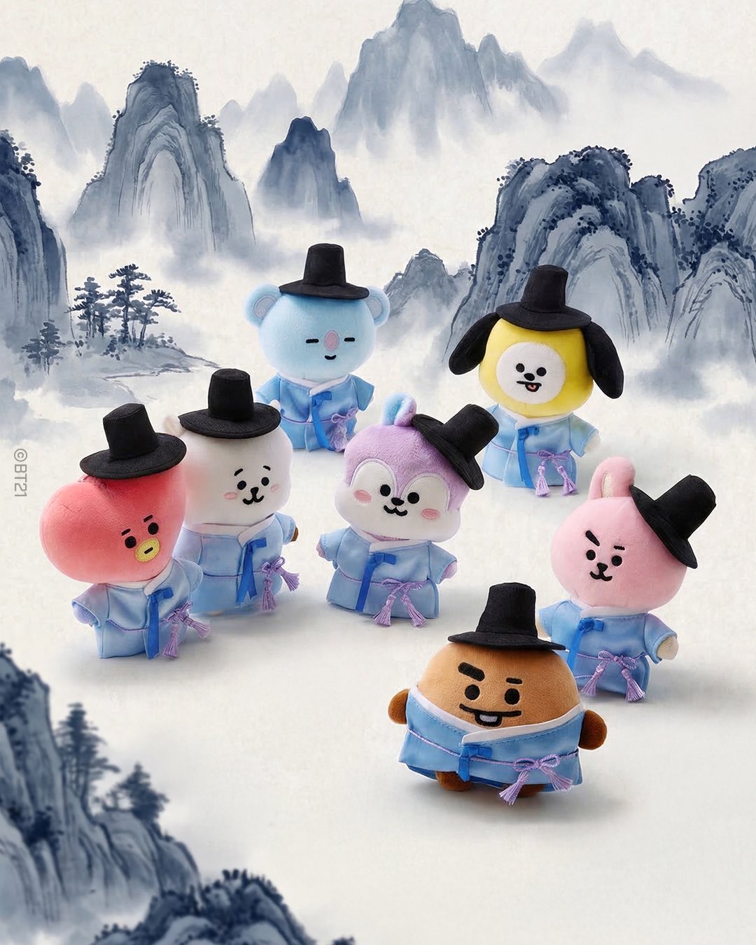 🌐予約販売期間：4月1-3日17:50PM 22:55🌐  📦訂購 日本代購 Line Friends BT21 (K-SEONBI) PLUSH KEYRING 韓服鎖匙扣 